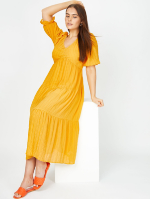 Yellow Tiered Boho Maxi Dress | Women ...